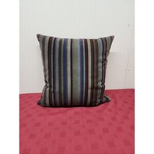 Velvet Striped Feather Accent Pillow 16 X 16 Aqua And Blue Contemporary